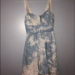 Papaya Blue A-Line Dress with Lace Straps
